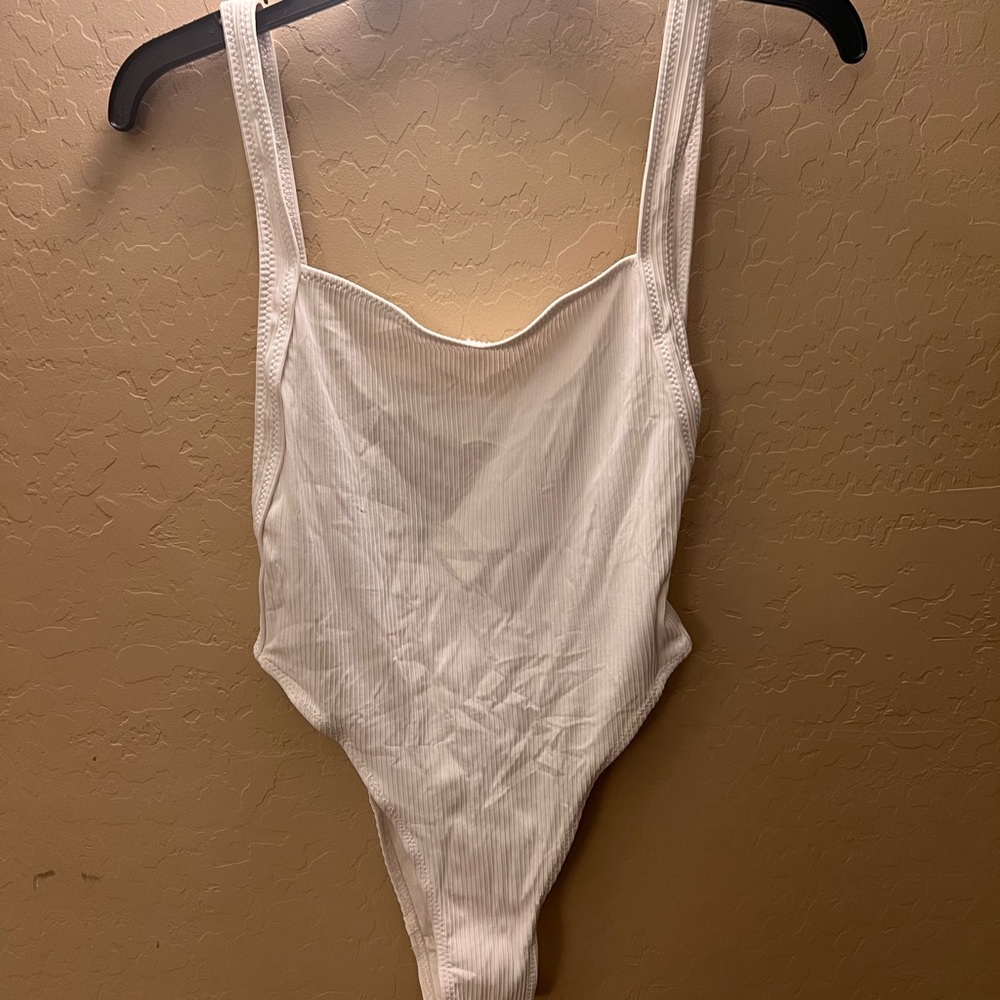 Lioness ribbed white one piece swimsuit